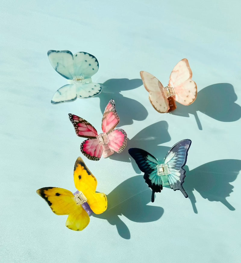 Peleides Pink Morpho Butterfly Hair Claw｜AKJK