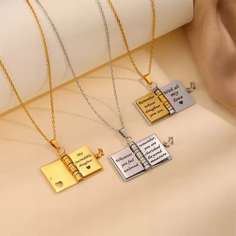 Book Engraved Gift Necklace ｜AKJK