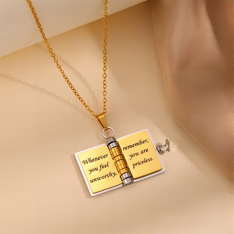 Book Engraved Gift Necklace ｜AKJK