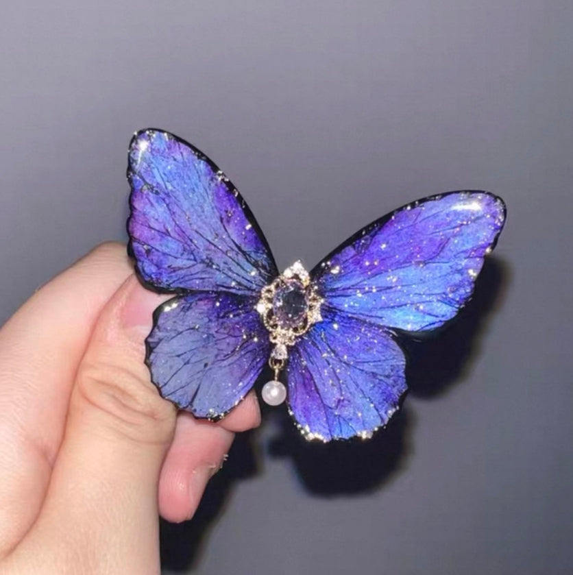 Galaxy Inspired Purple Butterfly Hair Clips