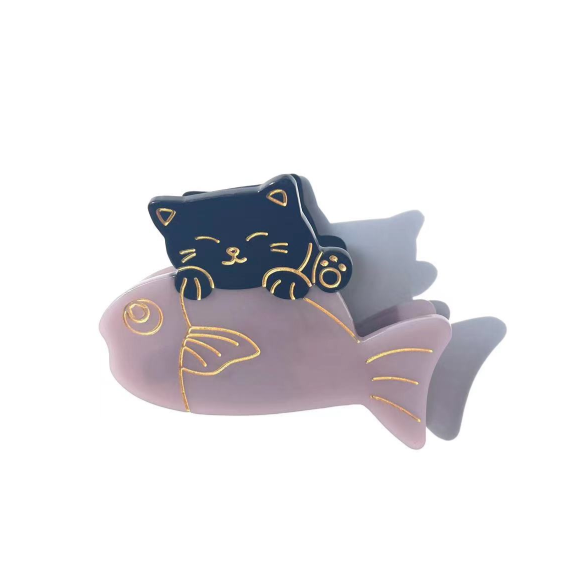 Black Cat Love Purple Fish Hair Claw｜AKJK