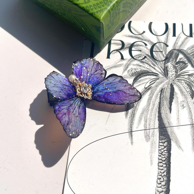 Galaxy Inspired Purple Butterfly Hair Clips