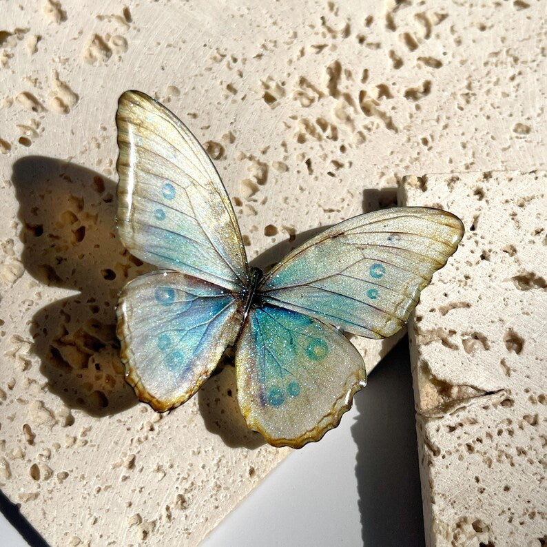 Blue Beige Butterfly Hair Clip
