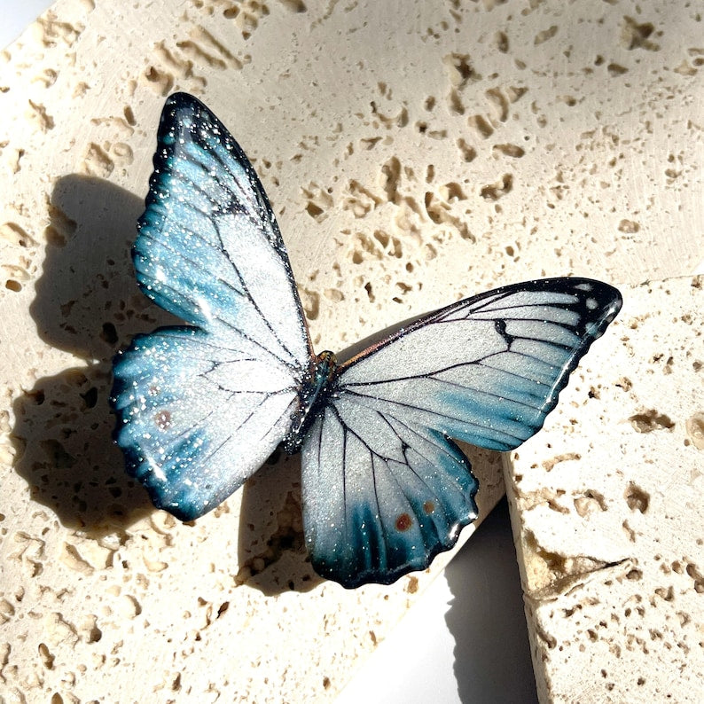Blue White Butterfly Hair Clip