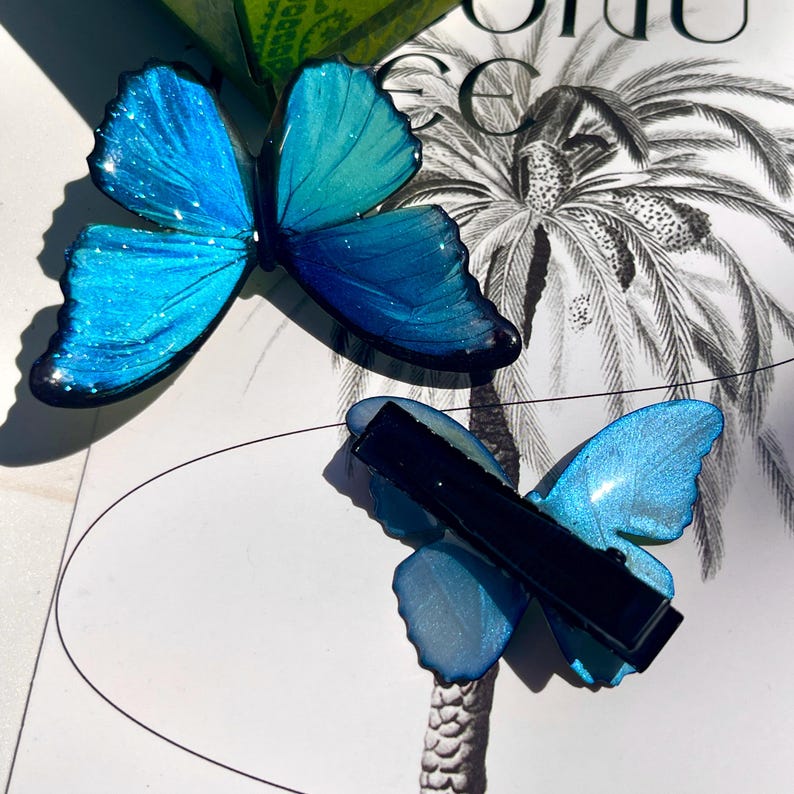 Blue Morpho Butterfly Hair Clip