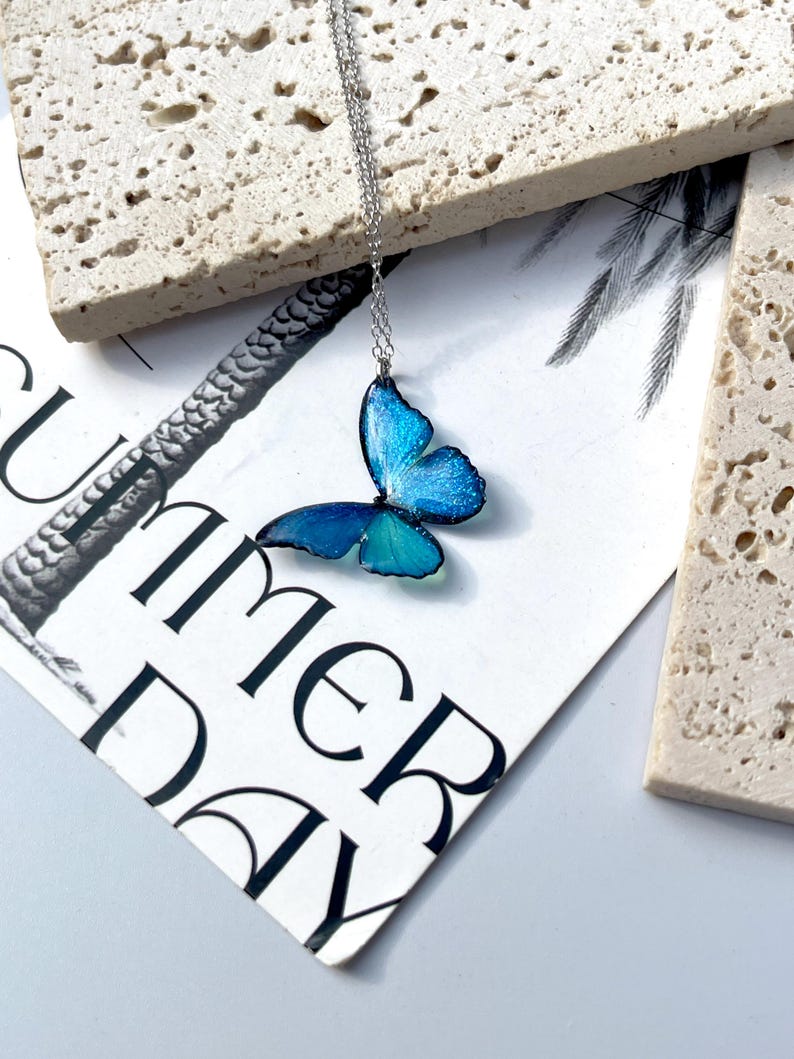 Blue Morpho Butterfly Necklace