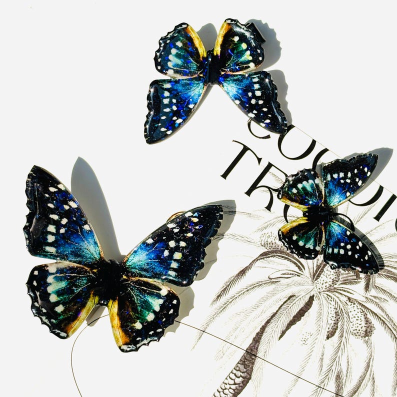 Blue Admiral Butterfly Hair Clip