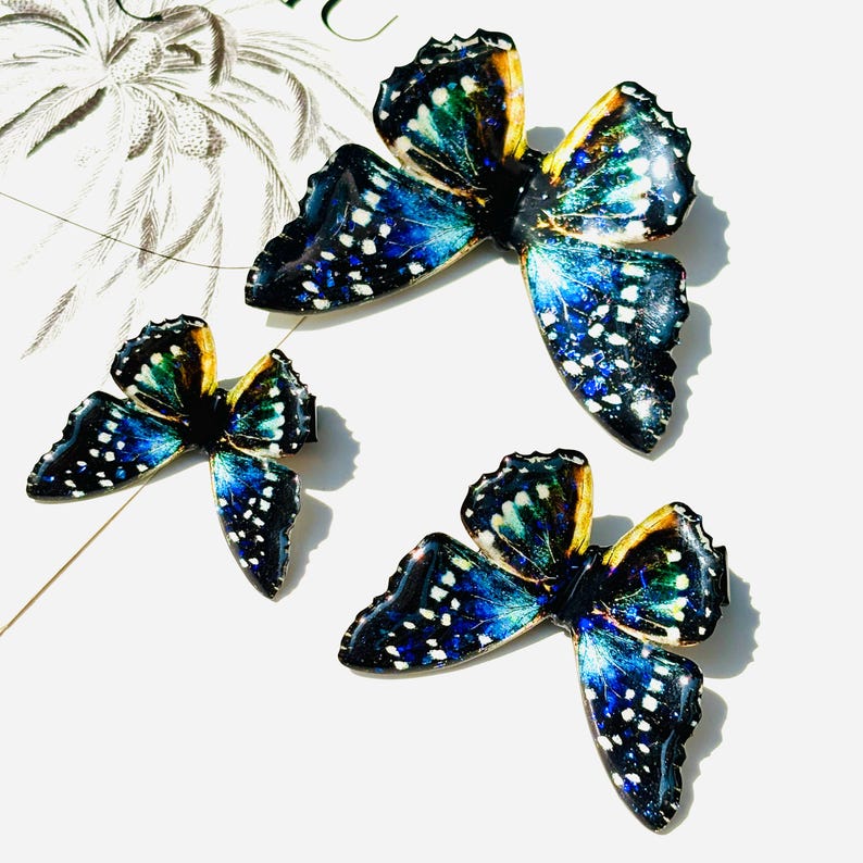 Blue Admiral Butterfly Hair Clip