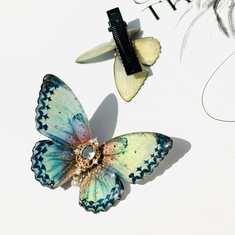 Vintage Green Butterfly Hair Clip
