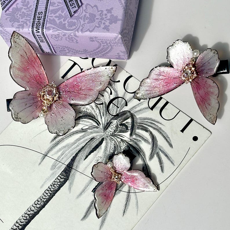 Elegant Pink Butterfly Hair Clip