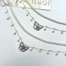 Butterfly Pearl Choker Insect Beaded Necklace