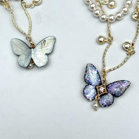 Butterfly Pearl Choker Insect Beaded Necklace