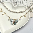 Butterfly Pearl Choker Insect Beaded Necklace